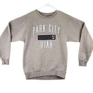 Outfitters Trading Park City Utah Graphic Sweatshirt Mens Size M Tan Long Sleeve